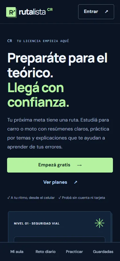 Vista móvil de Ruta Lista